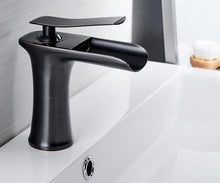Load image into Gallery viewer, Bronze finish waterfall one handle bathroom faucet
