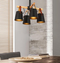 Load image into Gallery viewer, Modern European Wood and Leather Farmhouse Chandelier
