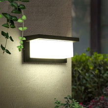 Load image into Gallery viewer, Modern Outdoor Wall Sconce, Horizontal Rectangular Shape in Glass and Aluminum 
