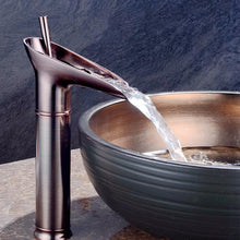 Load image into Gallery viewer, bronze waterfall faucet for bathrooms
