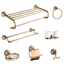 Load image into Gallery viewer, Antique Brass Bathroom Hardware Set
