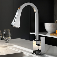 Load image into Gallery viewer, Chrome Telford modern style retractable kitchen faucet
