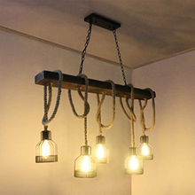 Load image into Gallery viewer, Reuben - Rustic Wood Beam and Rope Chandelier
