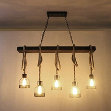 Load image into Gallery viewer, Reuben - Rustic Wood Beam and Rope Chandelier
