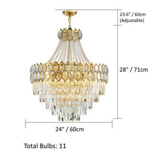 Load image into Gallery viewer, Caspian glass crystal chandelier dimensions
