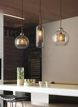 Load image into Gallery viewer, vintage farmhouse chic brass and glass pendant lights
