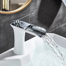 Load image into Gallery viewer, Modern White and Chrome Waterfall faucet single handle
